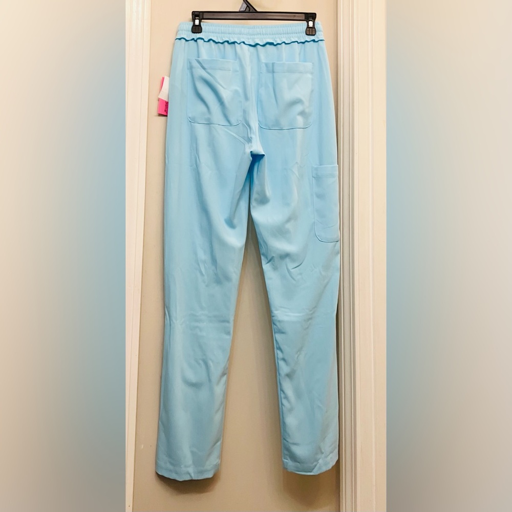 NWT Woman’s Betsey Johnson Sky Blue Scrub Pants Regular Straight XSmall